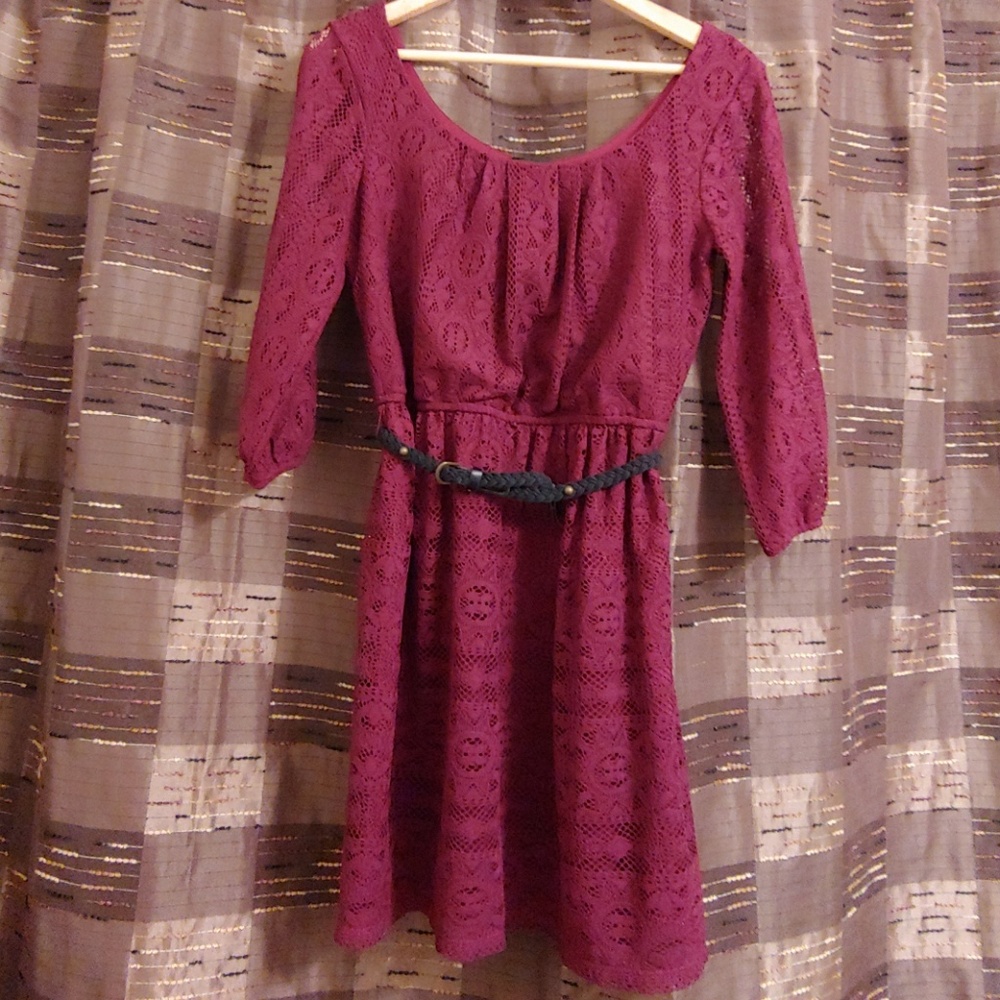 Lace Dress with Belt